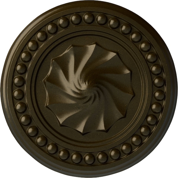 Ekena Millwork Foster Shell Ceiling Medallion (Fits Canopies up to 9 5/8"), Hnd-Painted Green Gold, 15 3/4"OD x 2"P CM15FOGGS - main